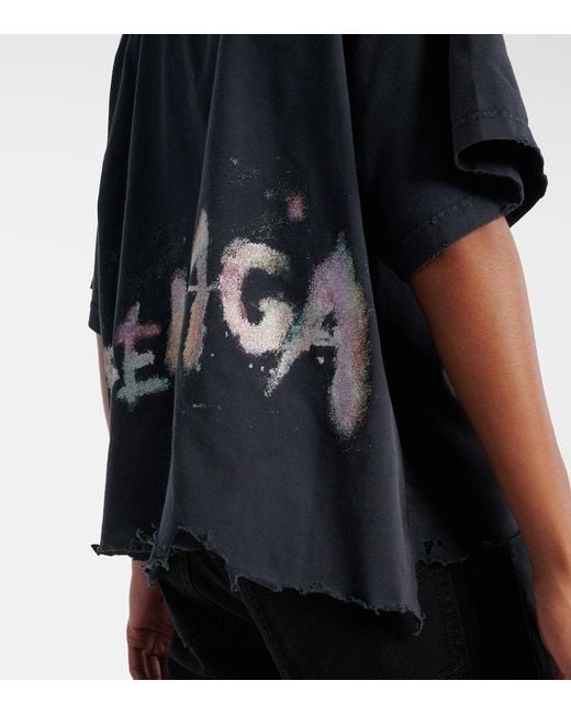 Balenciaga Blue Nail Polish Cropped T-Shirt
