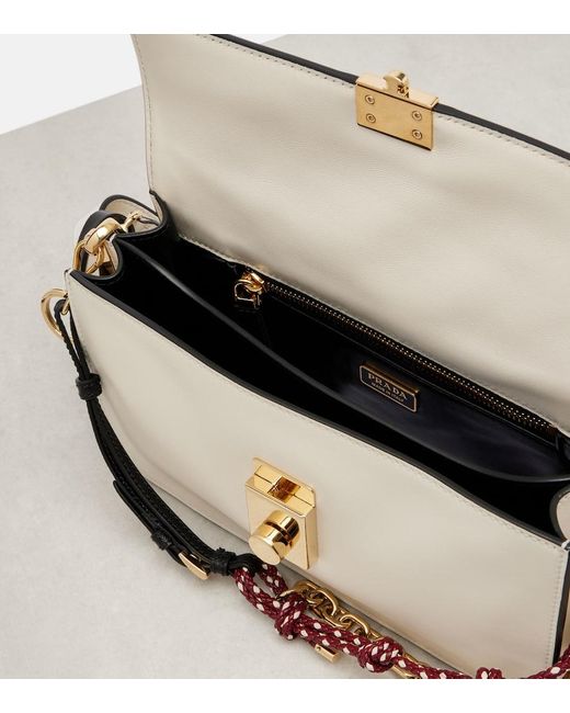Prada White Soft Sound Small Leather Shoulder Bag