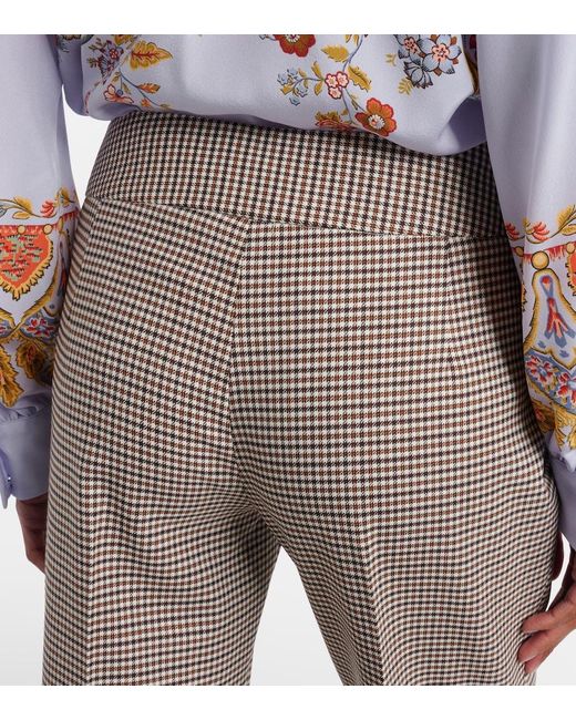 Etro Gray Checked Wool-Blend Cropped Flared Pants