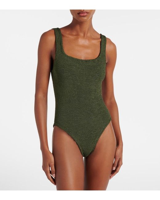 Hunza G Green Square Neck Swimsuit