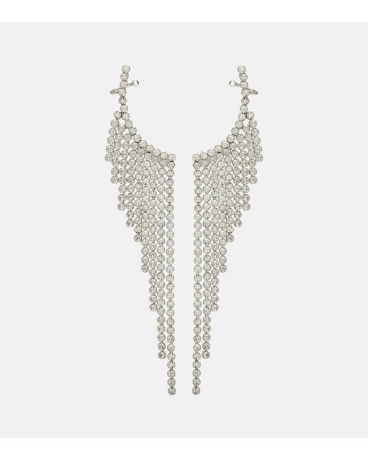 Rabanne White Embellished Drop Earrings