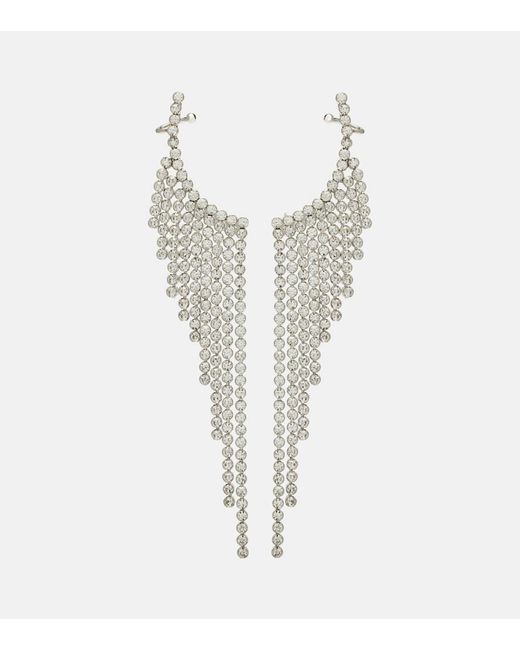 Rabanne White Embellished Drop Earrings