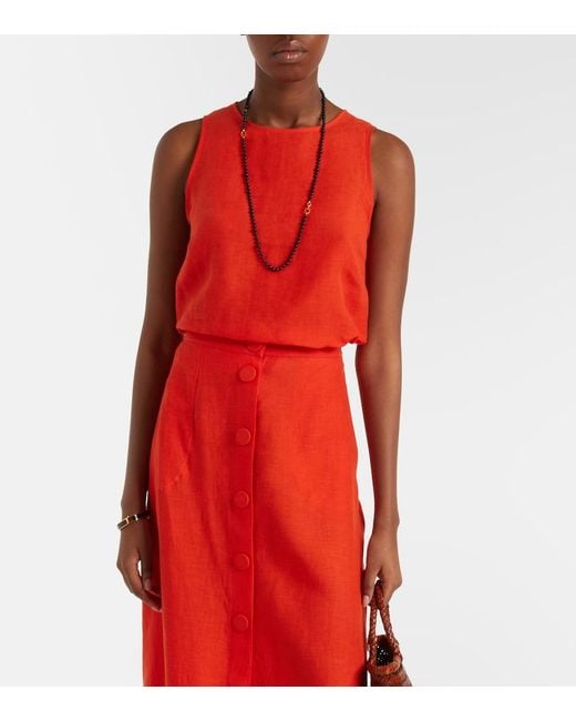 Eres Red Ravie Linen Top