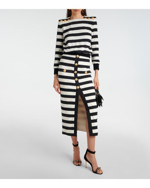 Tapa de rayas con botones de Balmain de color Multicolor