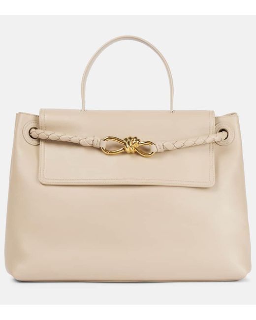 Bottega Veneta Natural Tote Bag Ciao Ciao Knot Medium Aus Leder