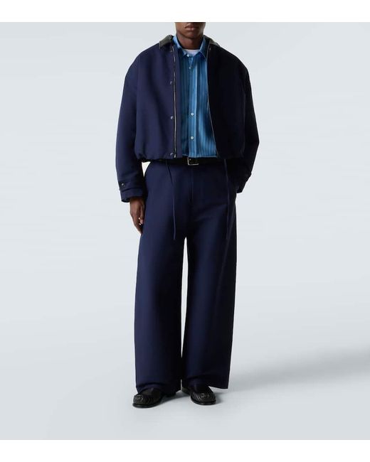 Pantalones Anchos De Saten De Algodon Acne de hombre de color Blue