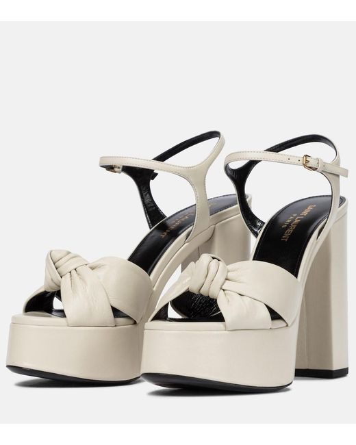 Saint Laurent White Bianca 125 Leather Platform Sandals