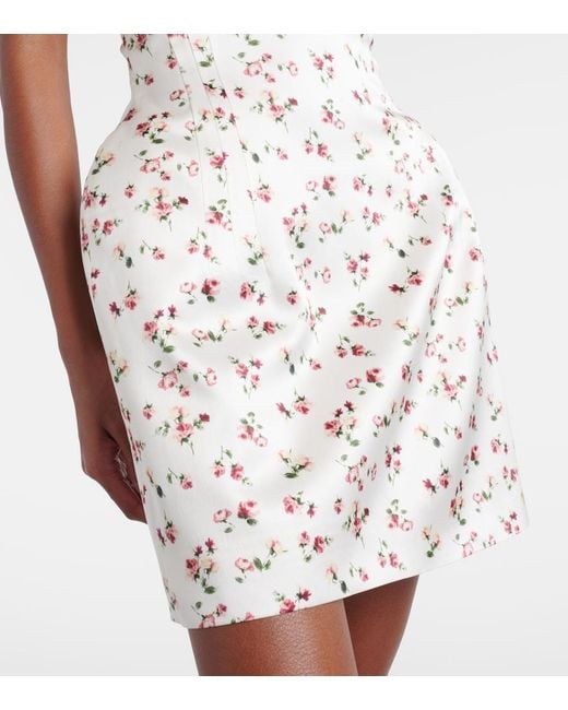 Magda Butrym White Floral Silk Satin Minidress