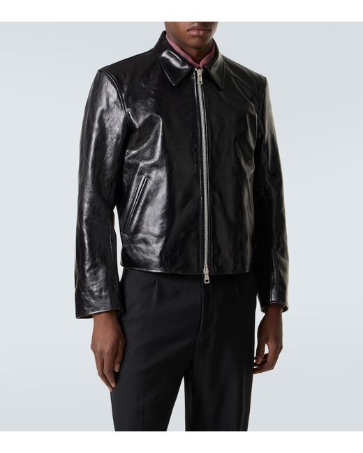 Our Legacy Mini Leather Blouson Jacket in Black for Men | Lyst