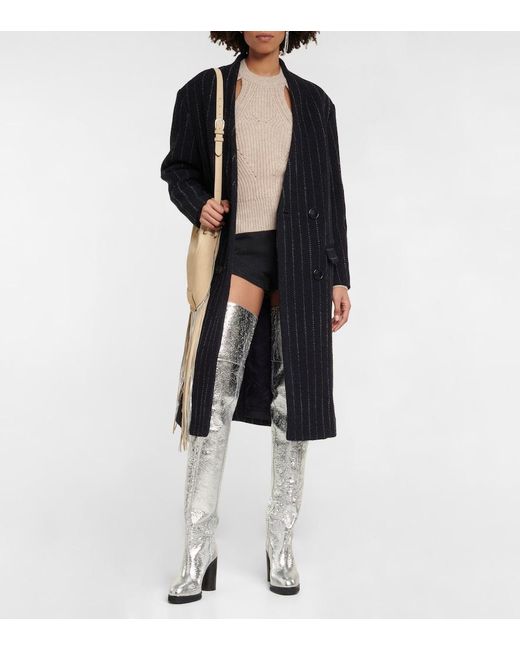 Isabel Marant Lurna Leather Over-the-knee Boots in Gray | Lyst