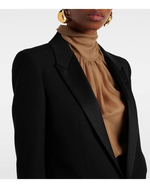 Saint Laurent Black Grain De Poudre Tuxedo Jacket