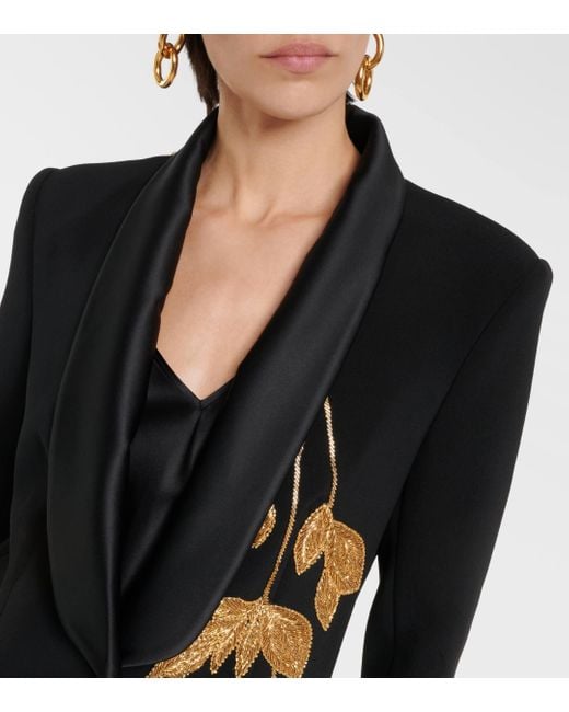 Elie Saab Black Embellished Cady Tuxedo Jacket
