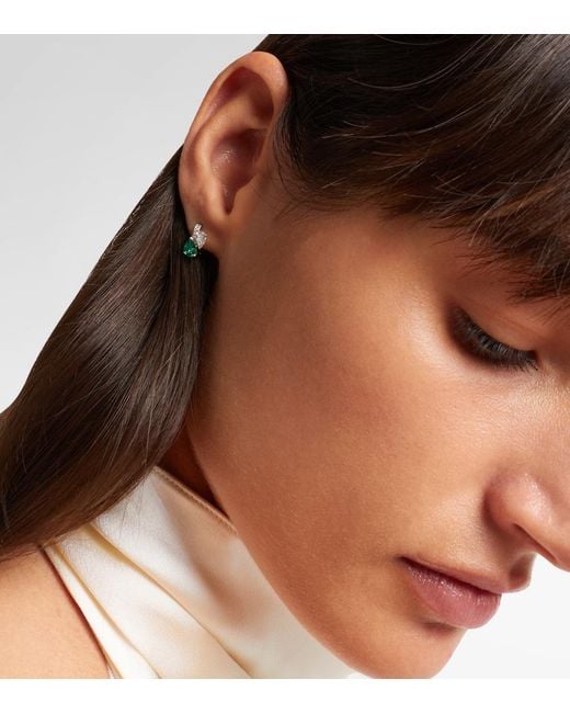 Repossi Blue Serti Sur Vide 18Kt Single Earring With Diamonds And Emerald