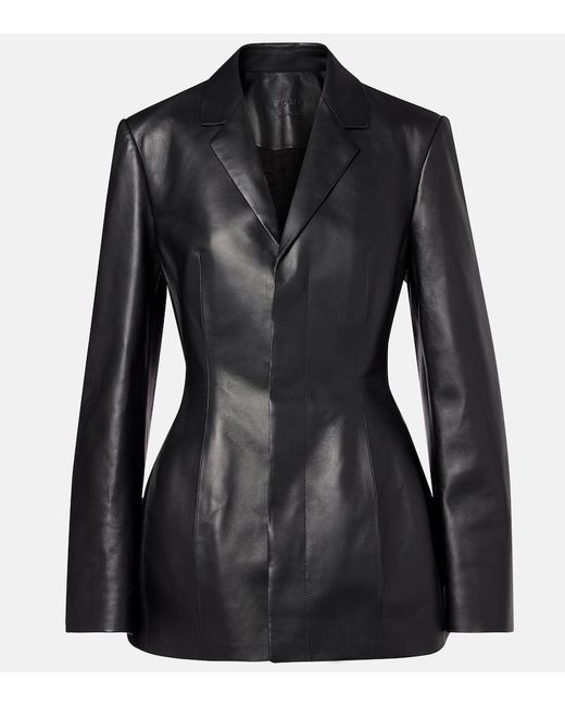 FFORME Black Leather Blazer