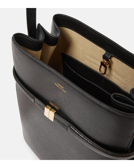 Totême Black Leather Bucket Bag