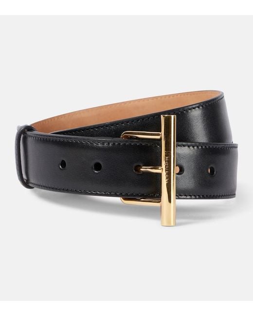 McQueen Black T-Bar Hip Leather Belt