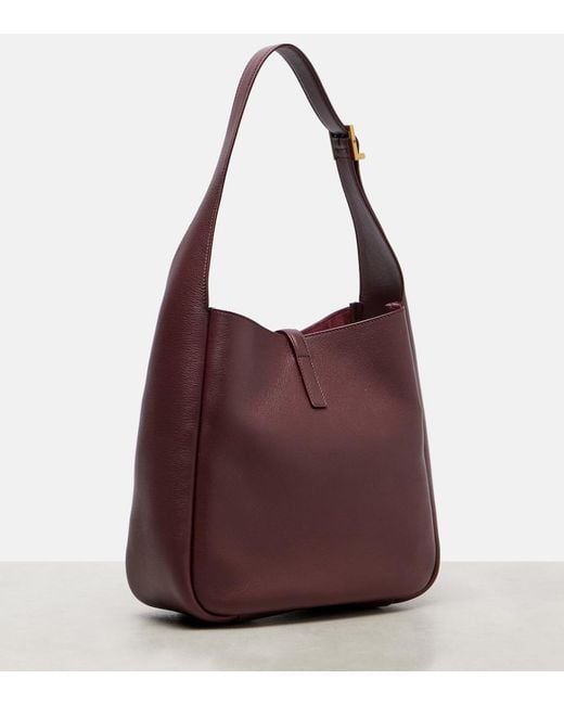 Saint Laurent Purple Le 5 A 7 Small Leather Tote Bag