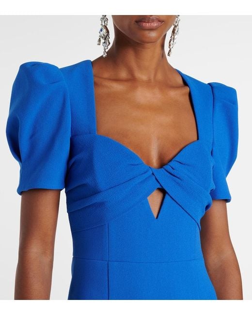 Rebecca Vallance Blue Antonella Cutout Crepe Midi Dress