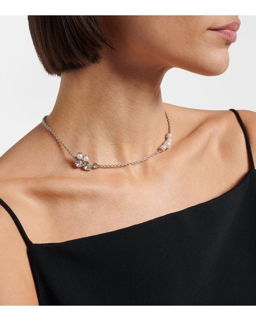 Givenchy Metallic Crystal Pearl Necklace