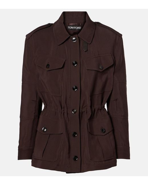 Tom Ford Brown Leather-Trimmed Field Jacket