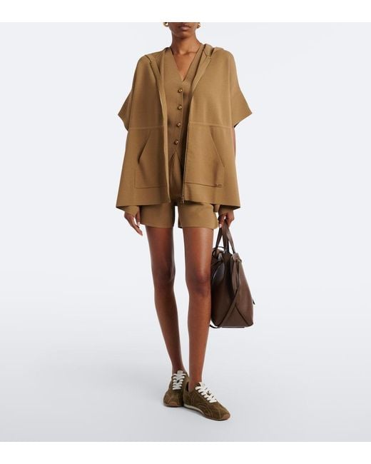 Max Mara Brown Hooded Knitted Poncho