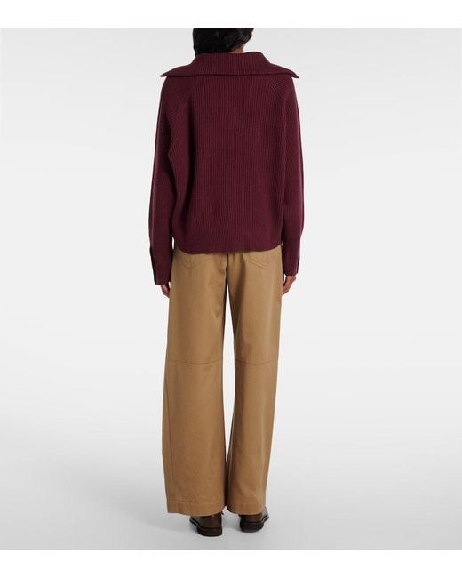 Brunello Cucinelli Red Wool, Cashmere, And Silk Sweater