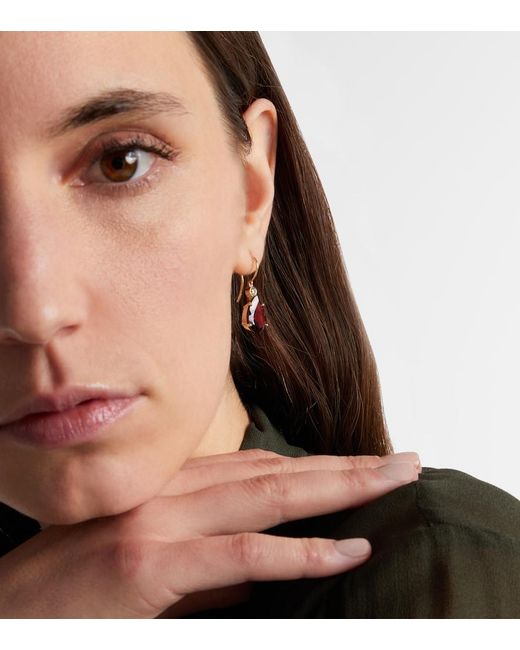 Ileana Makri Red 14Kt Earrings With Garnets And Diamonds