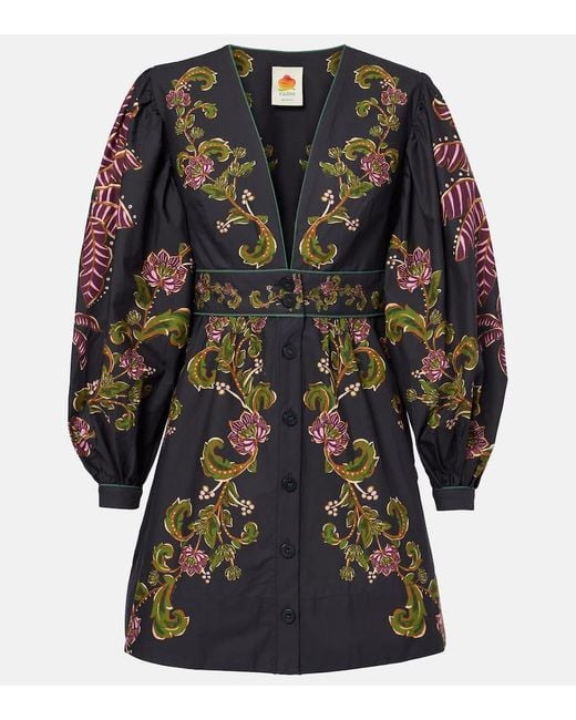 Farm Rio Black Ravenala Floral Cotton Shirt Dress