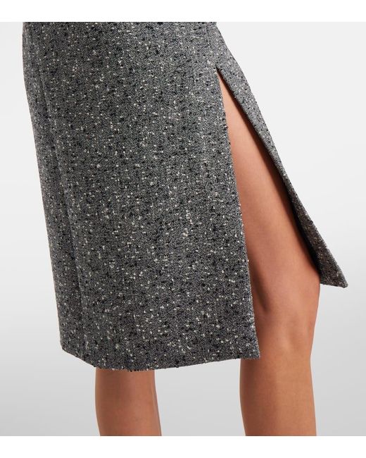 Gucci Gray Wool-Blend Midi Skirt