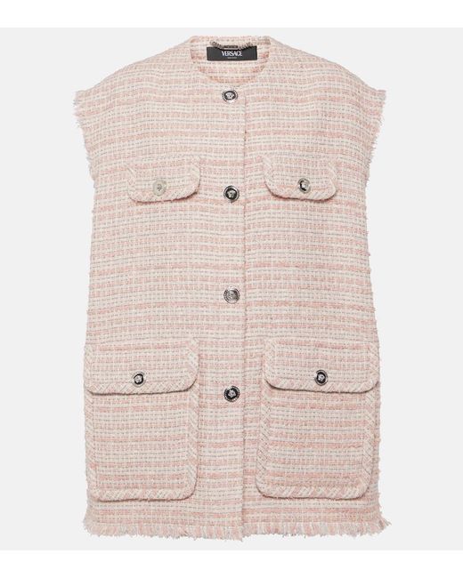 Chaleco Oversized De Tweed Versace de color Natural