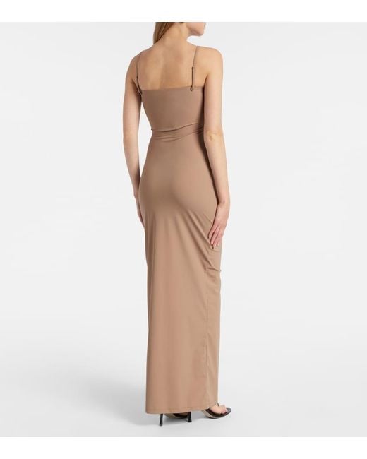 Christopher Esber Natural Ruched Jersey Maxi Dress
