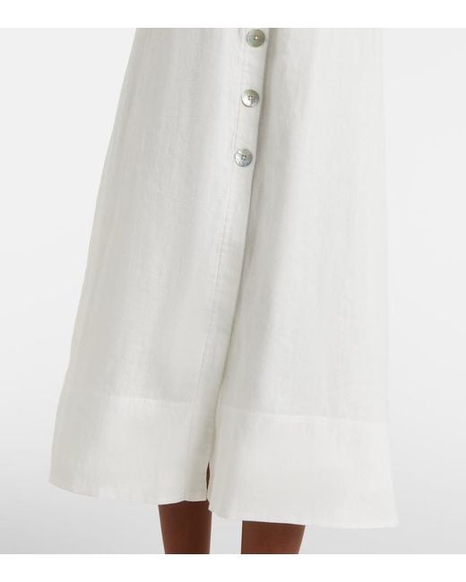 Veronica Beard White Georges Linen Midi Dress