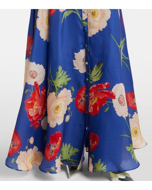 Robe Longue Josephine En Soie A Fleurs LEO LIN en coloris Blue