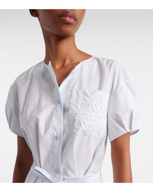 Loewe Blue Paula's Ibiza Anagram Cotton-Blend Shirt Dress
