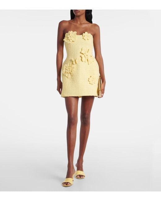 LEO LIN Yellow Rosario Tweed Bustier Dress