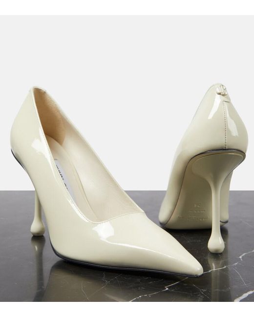 Jimmy Choo White Ixia 95 Patent Leather Pumps