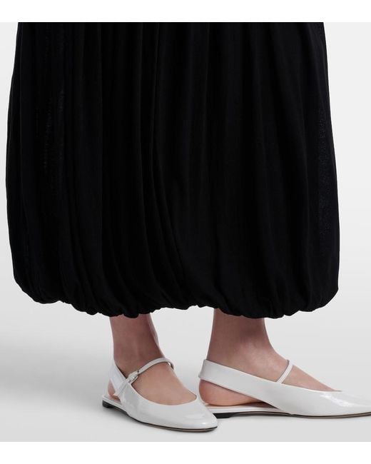 Totême Black Gathered Jersey Midi Dress
