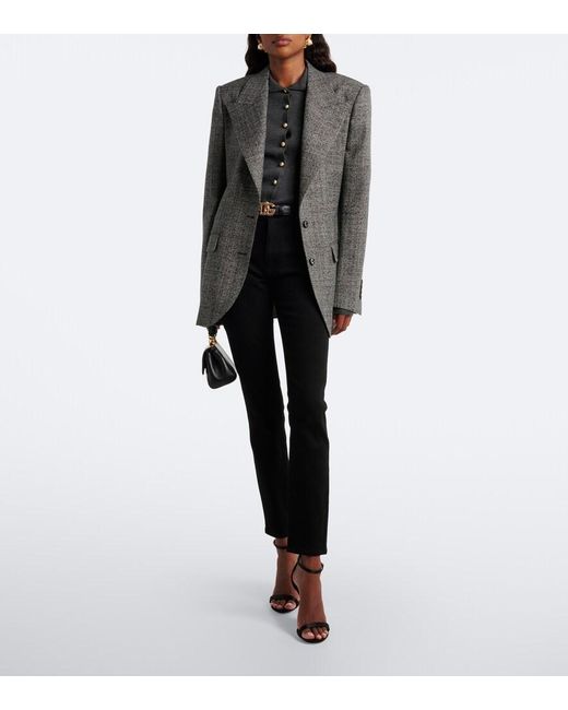 Dolce & Gabbana Gray Virgin Wool Tweed Blazer