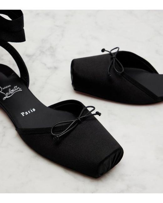 Christian Louboutin Black Cassia Satin Flats