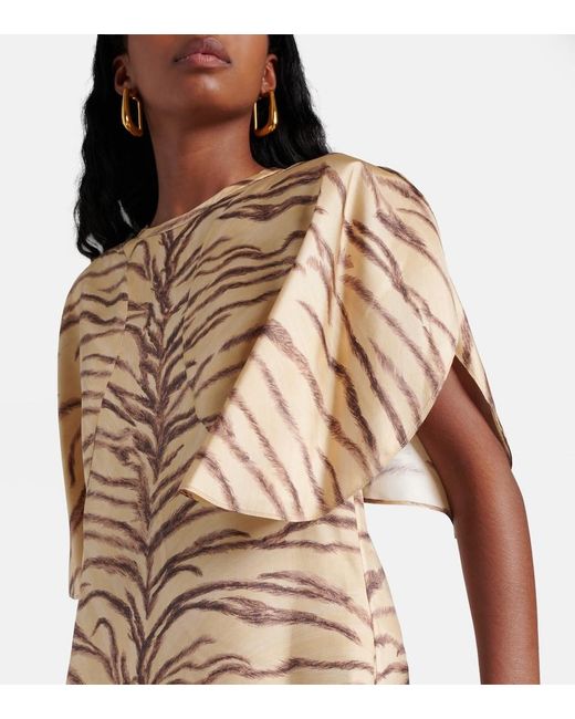 Stella McCartney Natural Printed Silk Midi Dress