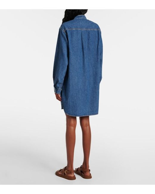 FRAME Blue Double Pocket Denim Shirt Dress