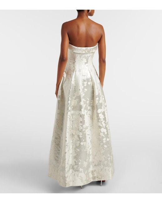 Jonathan Simkhai White Octavia Lame Jacquard Corset Gown