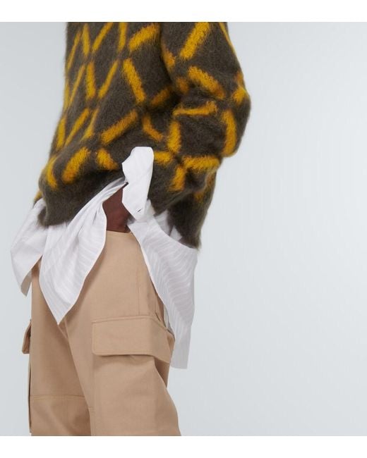 Marni Brown Intarsia Mohair-Blend Sweater for men