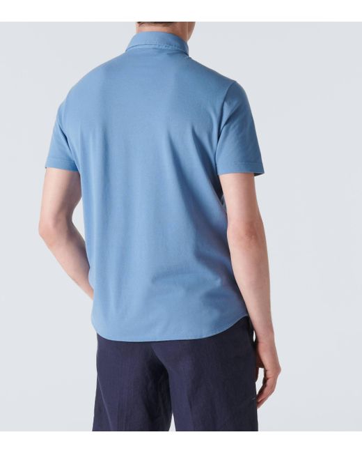 Loro Piana Blue Cotton Pique Polo Shirt for men