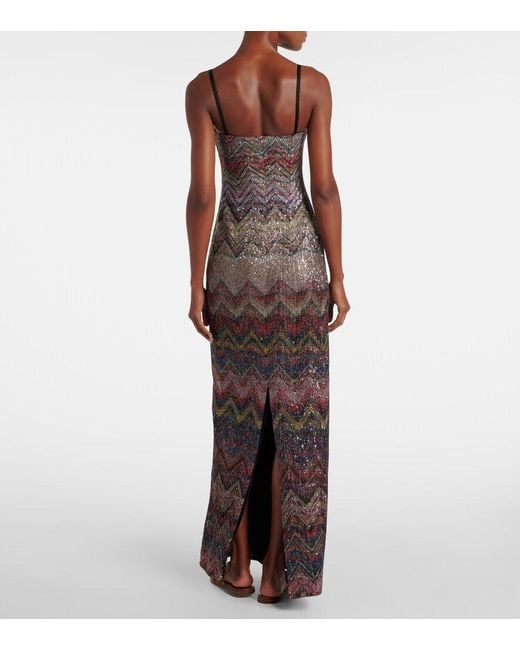 Missoni Multicolor Zig Zag Embellished Maxi Dress