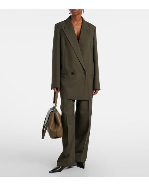 Totême Brown Double-Breasted Wool-Blend Blazer