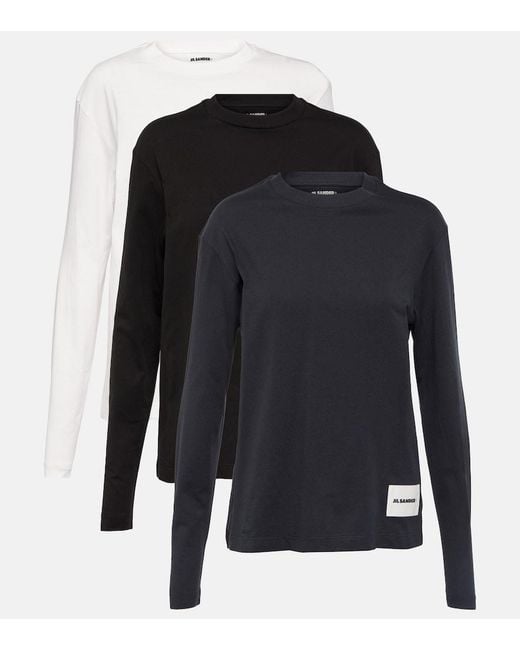Jil Sander Blue Set Of 3 Cotton Jersey Sweatshirts