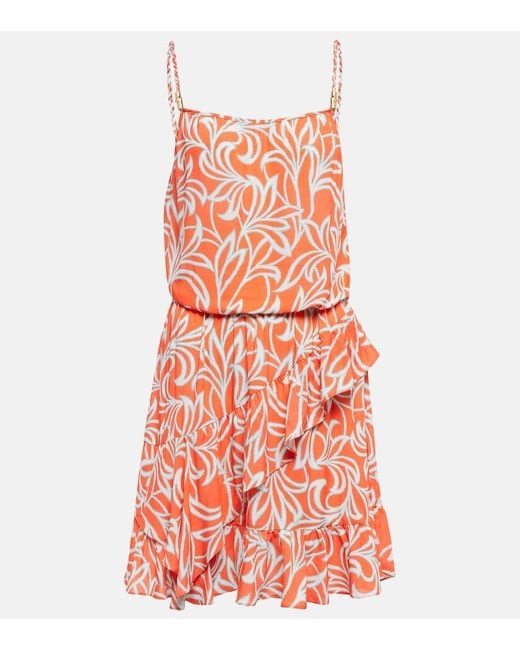 Heidi Klein Red Printed Ruffled Minidress