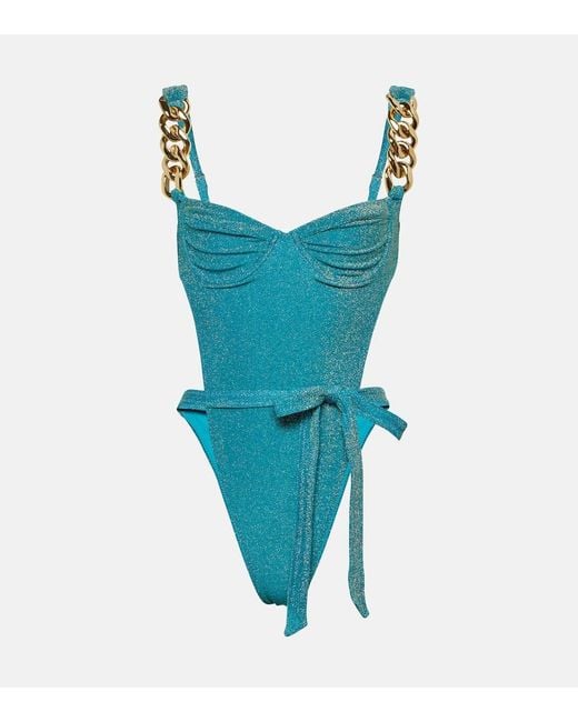 SAME Blue Chain-detail Swimsuit