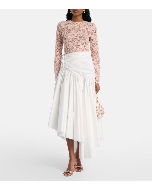 Self-Portrait Pink Floral Lace Bodysuit